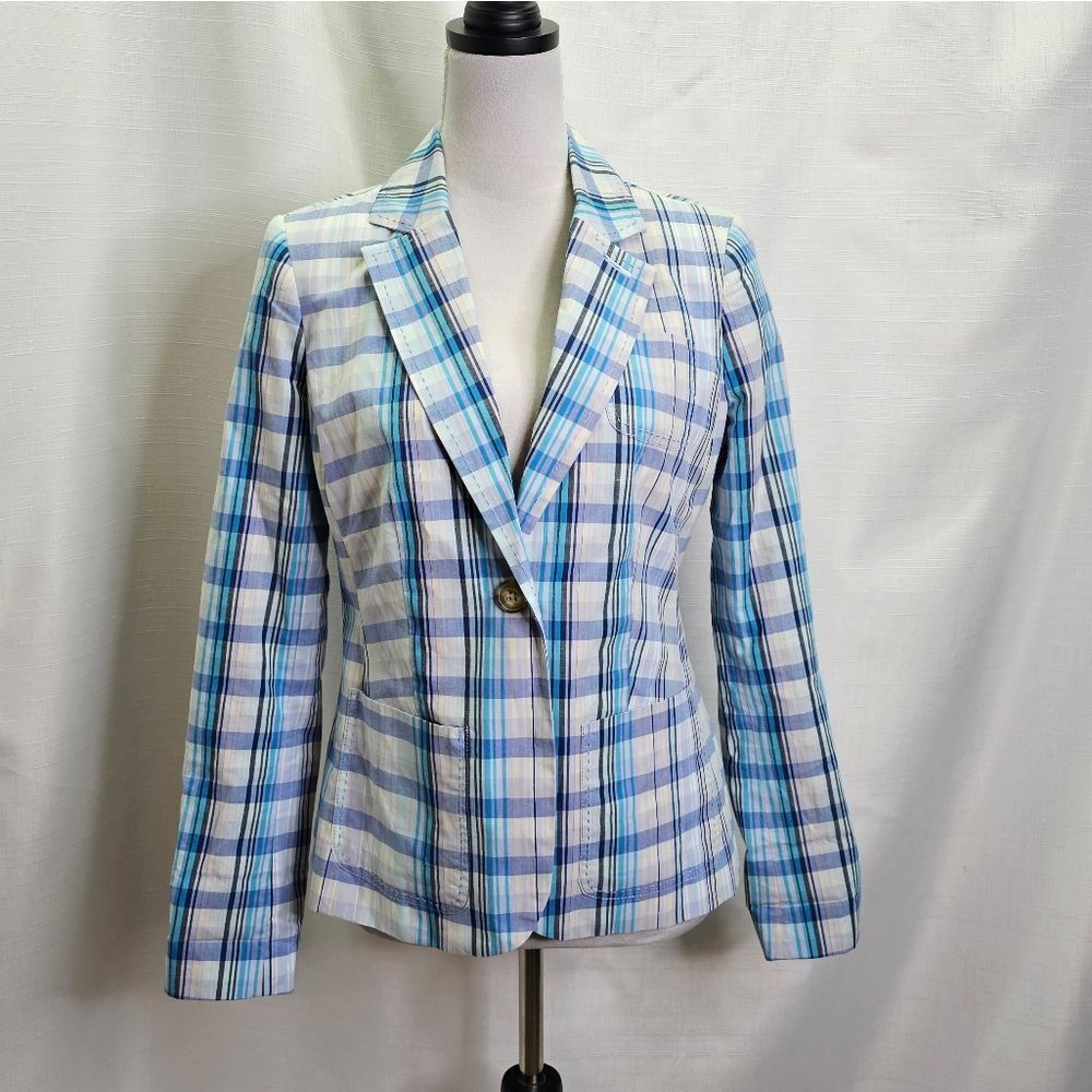 Tommy Hilfiger Blue Plaid The Tommy Blazer Jacket Size Small - Picture 3 of 15